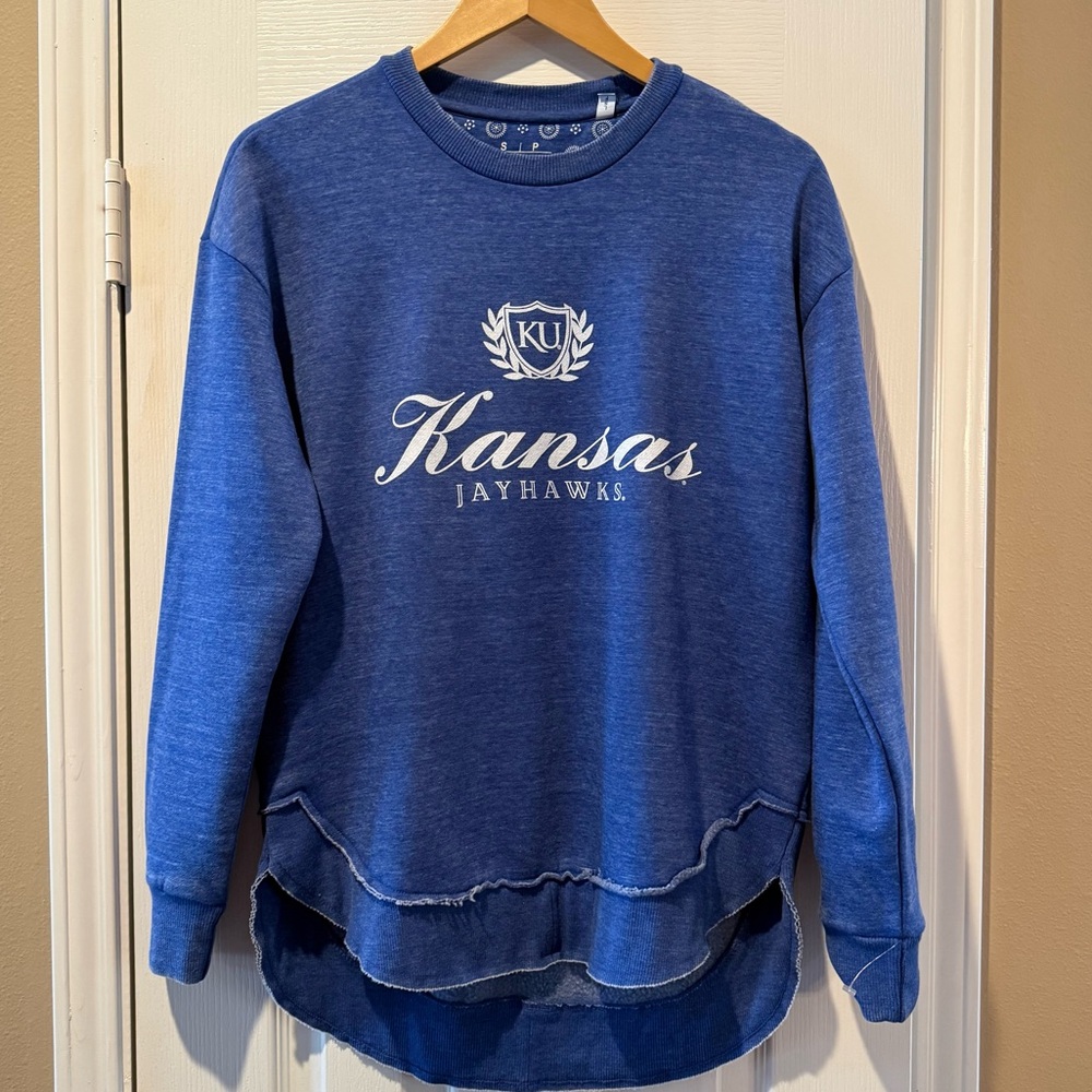 Blue Kansas Jayhawks Sweatshirt NEW Soft KU Women’s Oversized Small